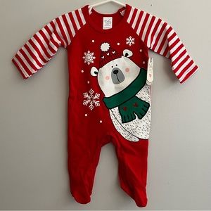 Baby Ganz Collection Winter Polar Bear Footie One Piece 3-9 Months NWT